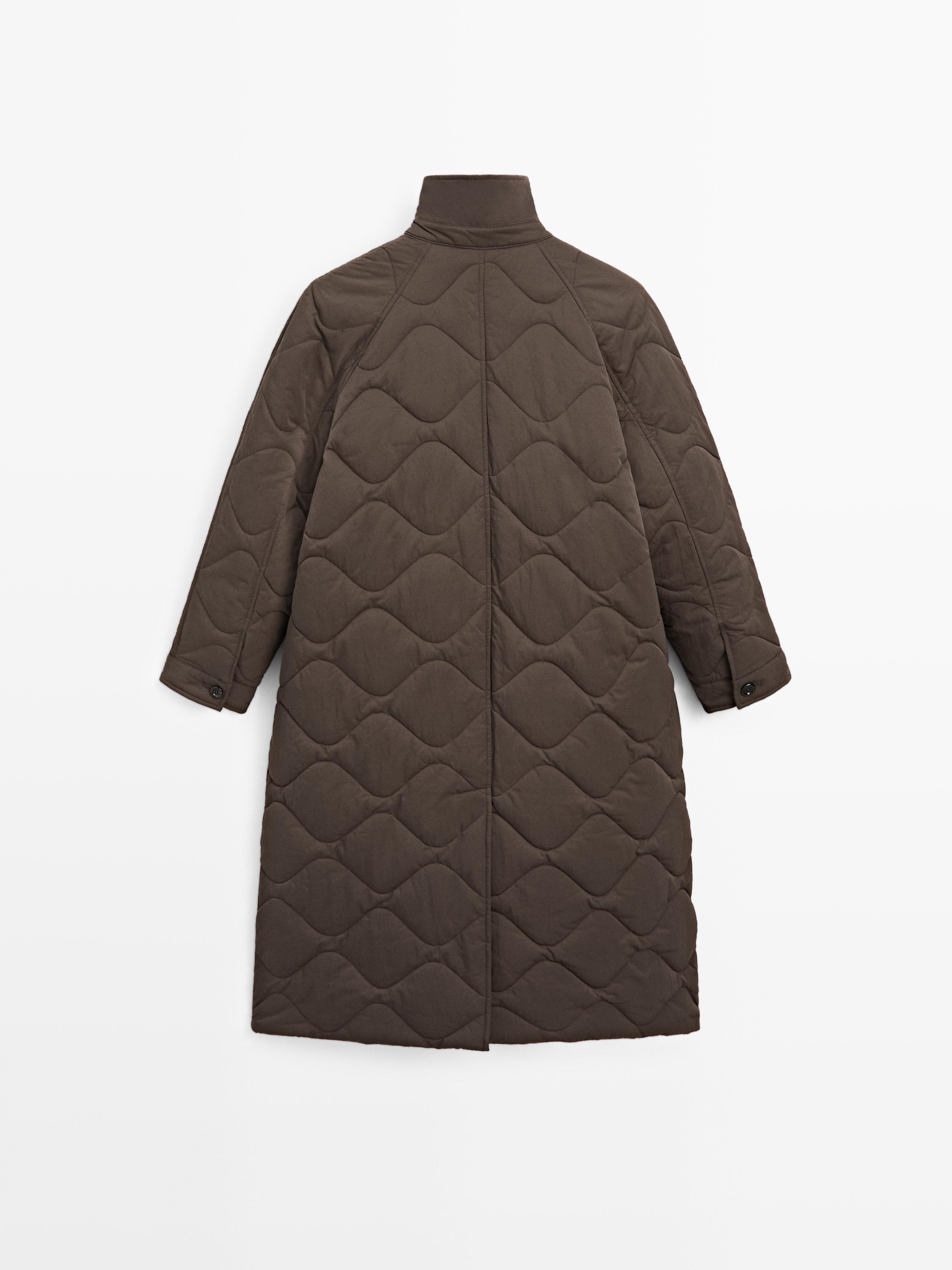 Long water-repellent puffer jacket